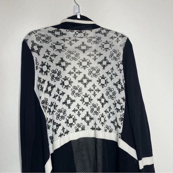 NWT Tonia Debellis Black and White Waterfall Cardigan Open Front Size S - Picture 8 of 13